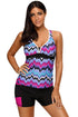 Sexy Purple Tone Multicolor Two Pieces Tankini Set